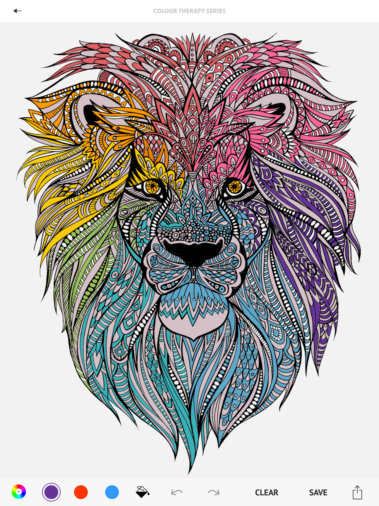 colour therapy colouring adult lion app mara michael