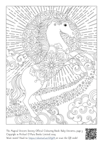 an intricate unicorn colouring sheet