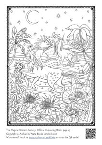 image of unicorns, flowers and a starry sky