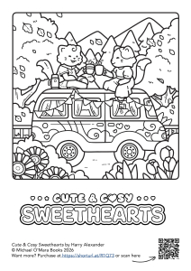 a cute and cosy road trip to colour in