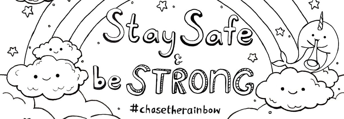 Stay Safe Rainbow NHS postcard DIY child colouring send to a loved one 